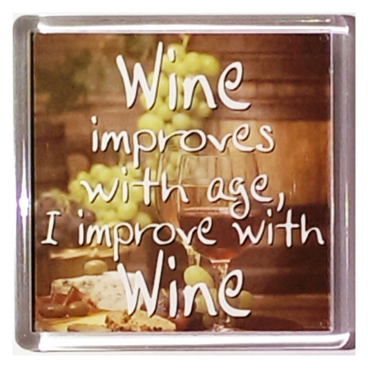History & Heraldry Sentiment Fridge Magnet Wine improves with age